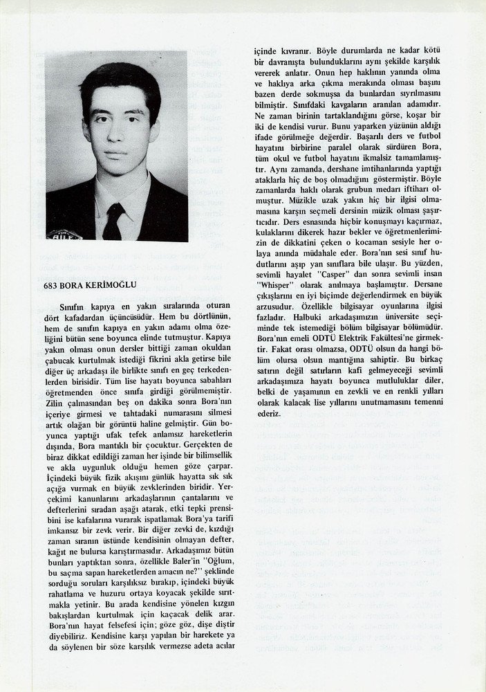Bora Kerimoğlu sayfasının taranmış hali
