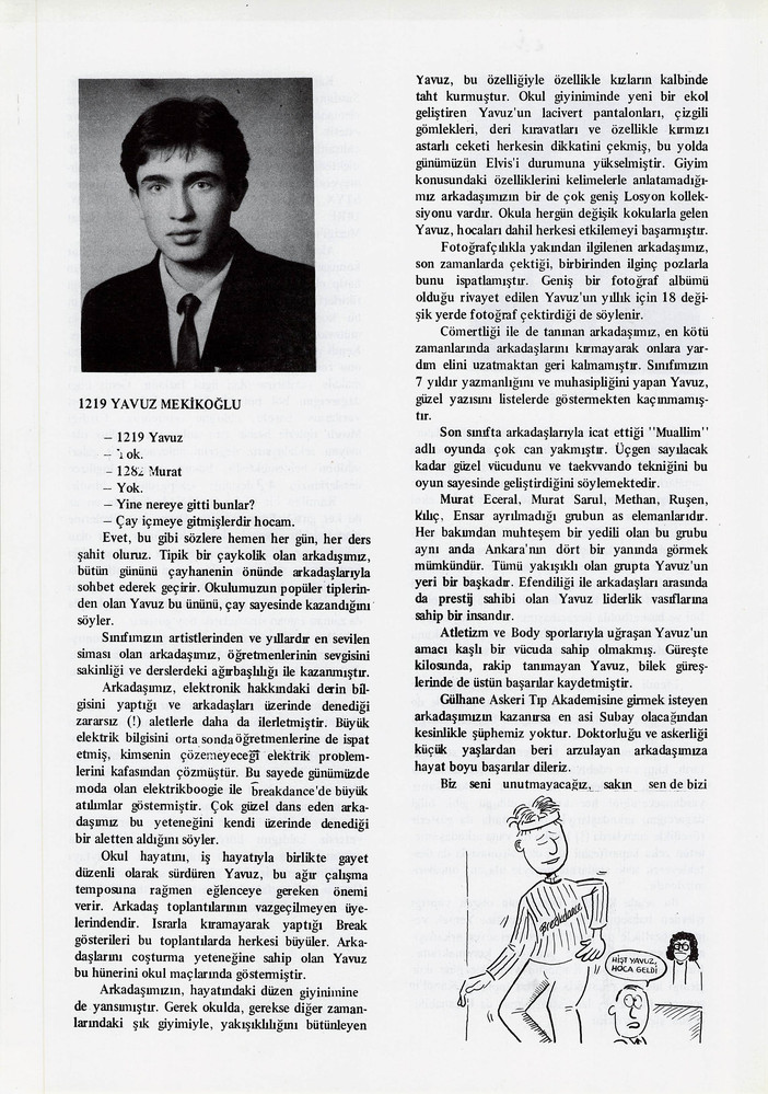 Yavuz Mekikoğlu sayfasının taranmış hali