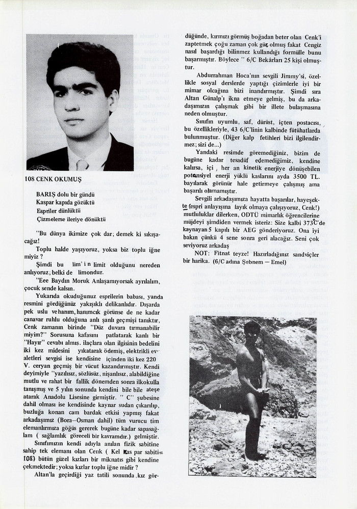 Cenk Okumuş sayfasının taranmış hali