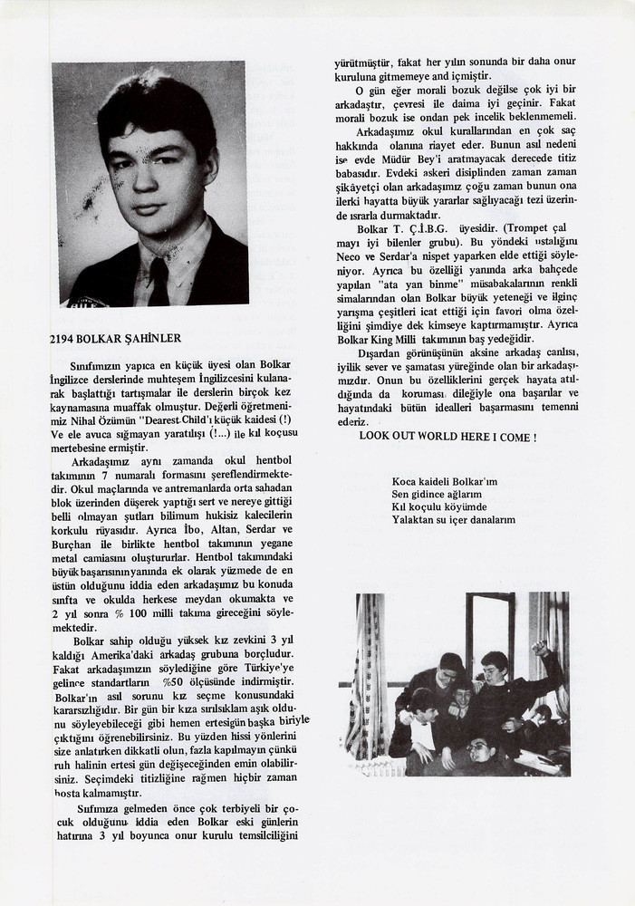 Bolkar Şahinler sayfasının taranmış hali