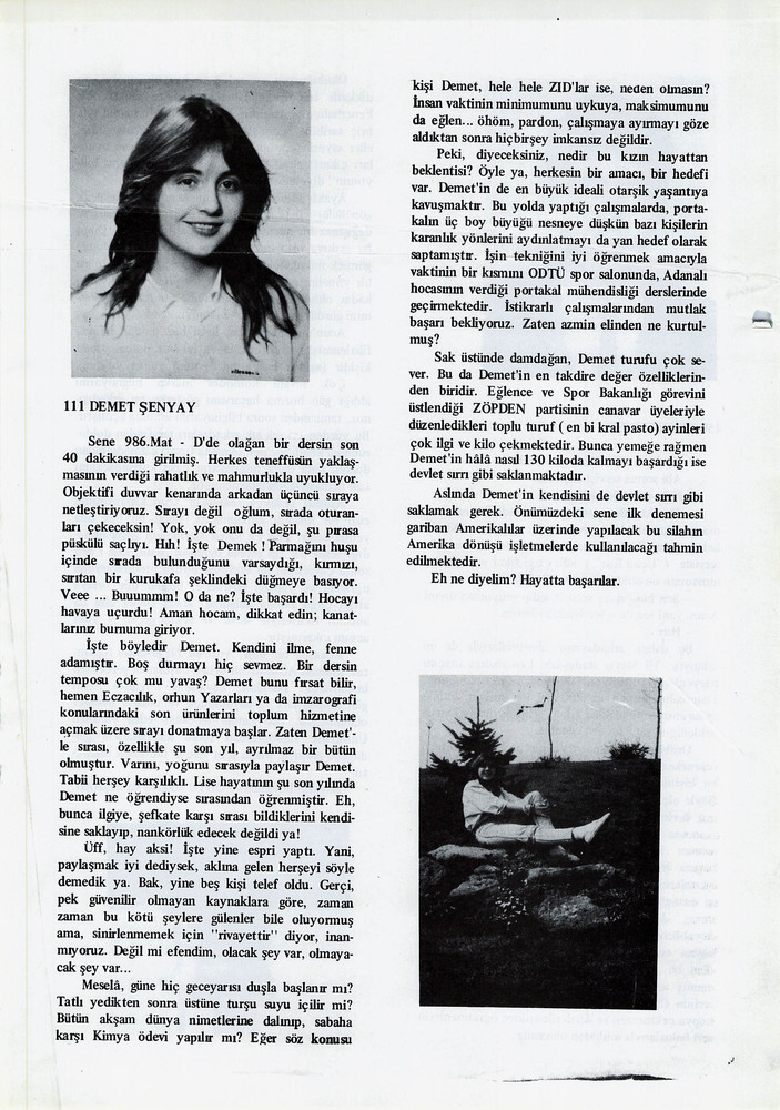 Demet Şenyay sayfasının taranmış hali