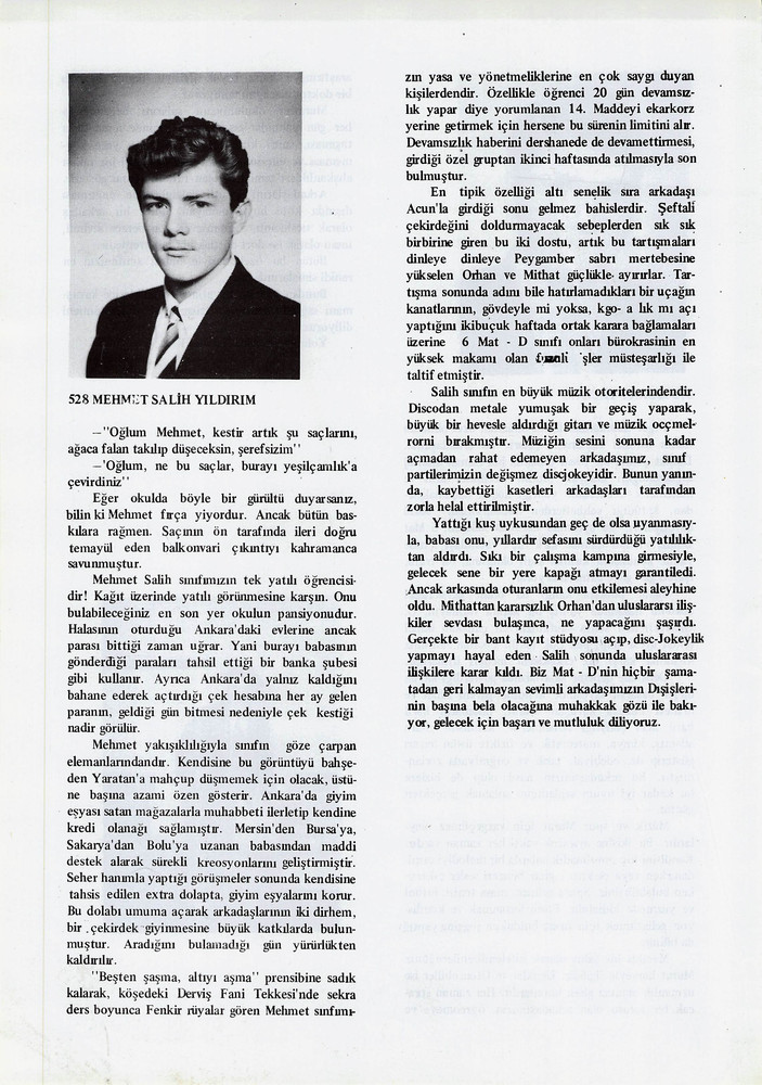 Mehmet Salih Yıldırım sayfasının taranmış hali