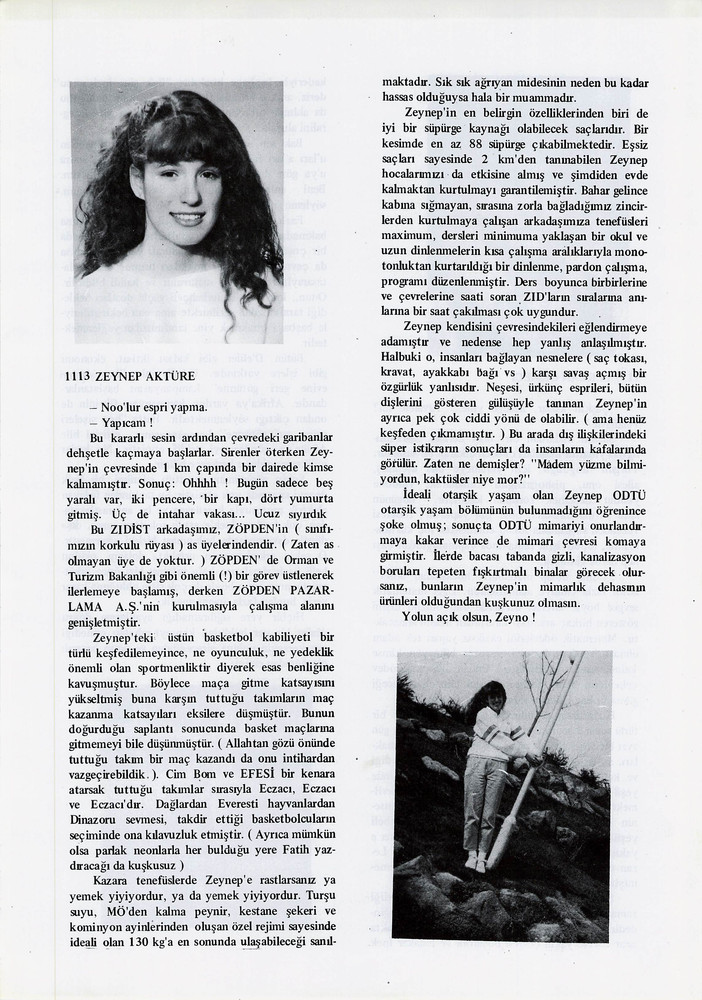 Zeynep Aktüre sayfasının taranmış hali