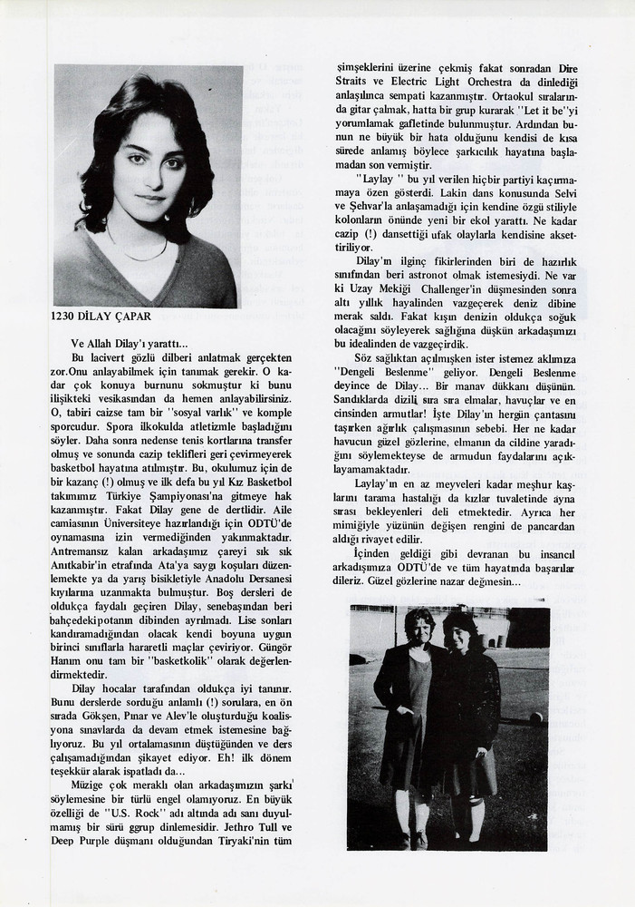 Dilay Çapar sayfasının taranmış hali