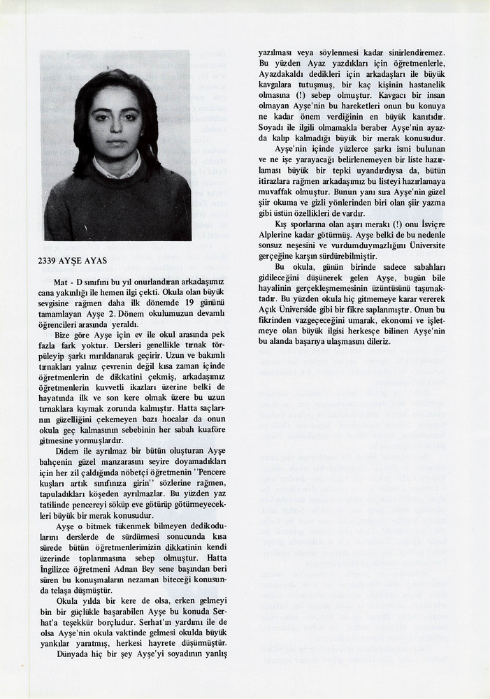 Ayşe Ayas sayfasının taranmış hali