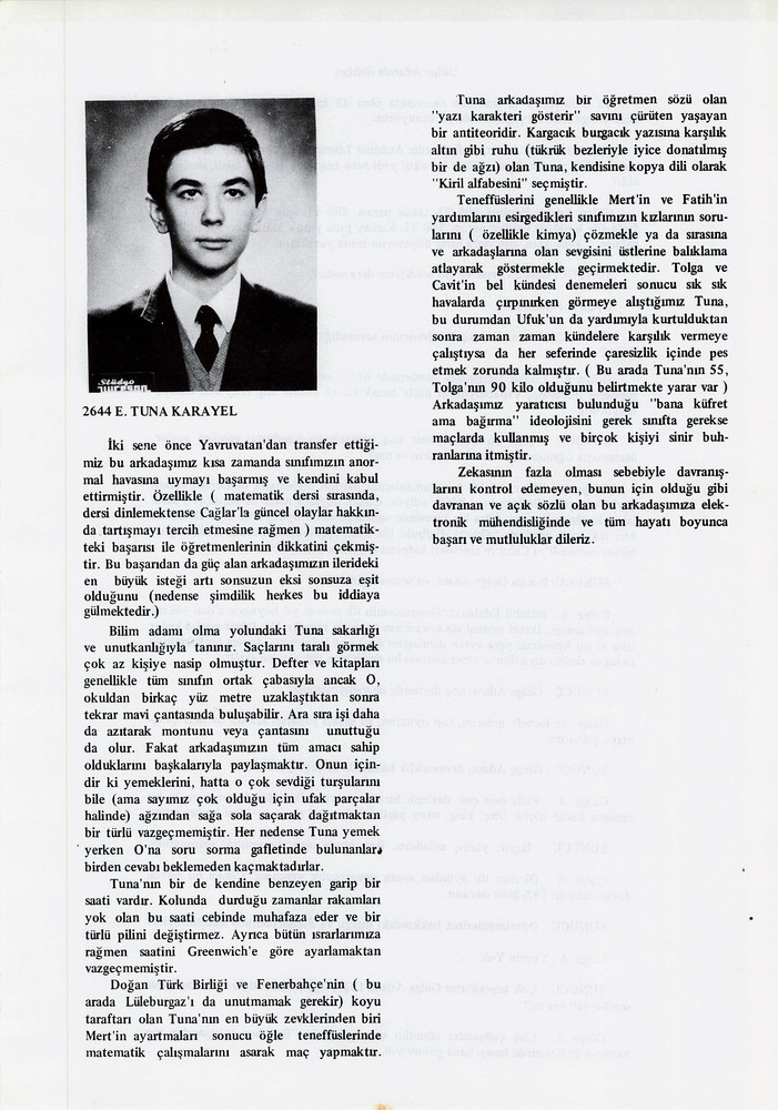 E. Tuna Karayel sayfasının taranmış hali