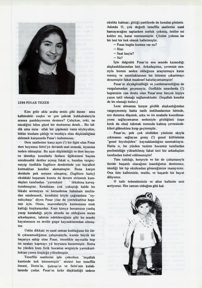 Pınar Tezer sayfasının taranmış hali