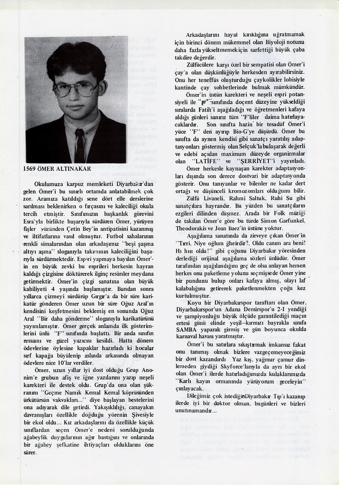 Ömer Altınakar sayfasının taranmış hali